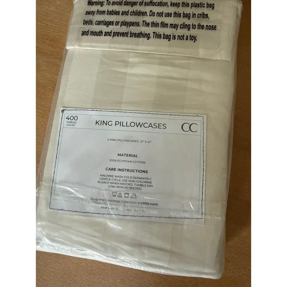 KPC Concierge Collection 100% Egyptian Cotton 400 TC Striped King Pillowcase Set